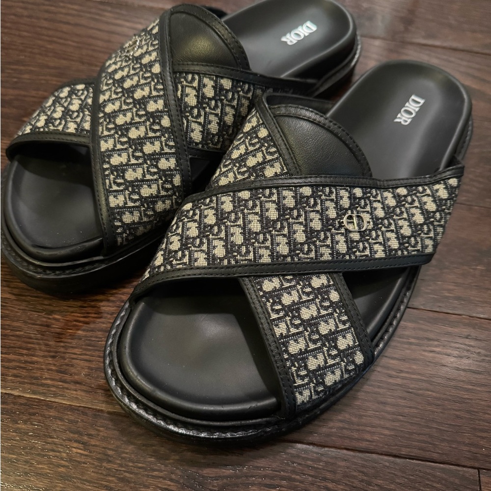 Dior Aqua Sandals in with Criss-Cross Design Sz 44